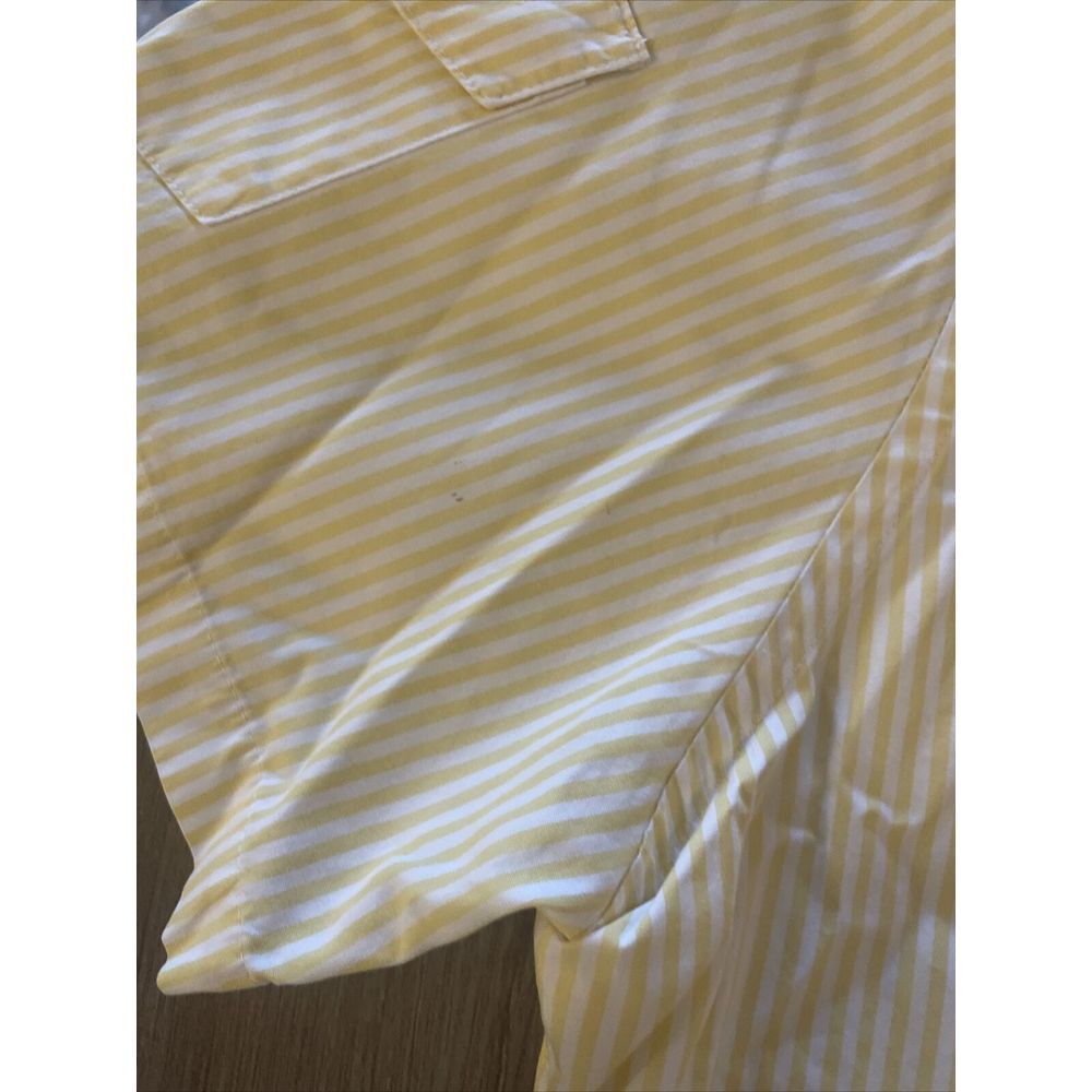 Michael Kors Men's Yellow Shirt Stripes Short Sleeve Pockets 100% Cotton‎ Size M - Picture 7 of 16